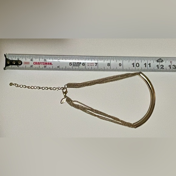 Chic Choker Chico's Gold Crescent 16”Necklace with Intricate Chain Grandmacore - Picture 4 of 5